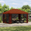 Pavillon med sidetapper 4 × 3 m Terrakotta Polyester og Stål