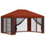 Pavillon med sidetapper 4 × 3 m Terrakotta Polyester og Stål