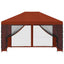 Pavillon med sidetapper 4 × 3 m Terrakotta Polyester og Stål