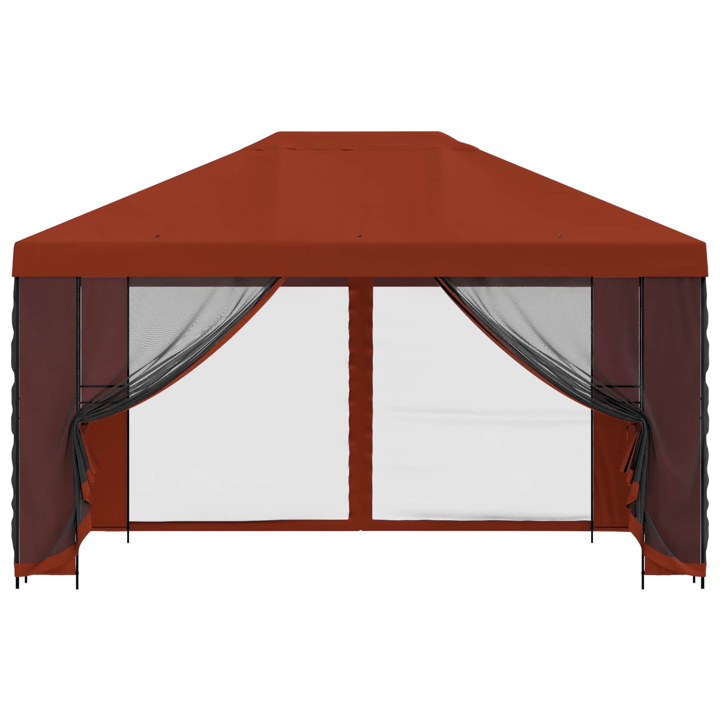Pavillon med sidetapper 4 × 3 m Terrakotta Polyester og Stål