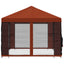 Pavillon med sidetapper 4 × 3 m Terrakotta Polyester og Stål