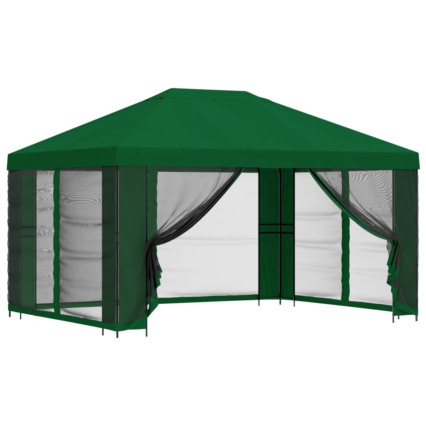 Havelæger med sidevægge 4 × 3 m Grøn Polyester og Stål 190 gsm