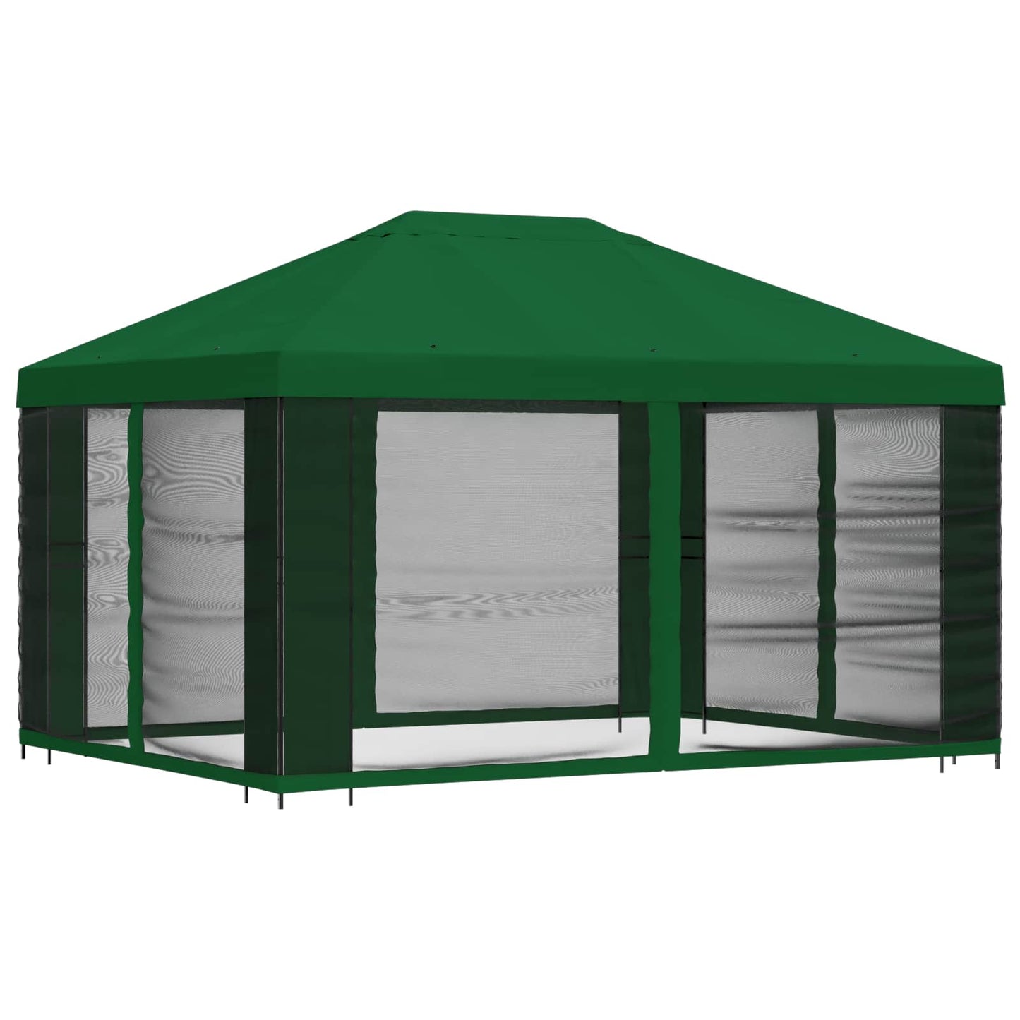 Havelæger med sidevægge 4 × 3 m Grøn Polyester og Stål 190 gsm