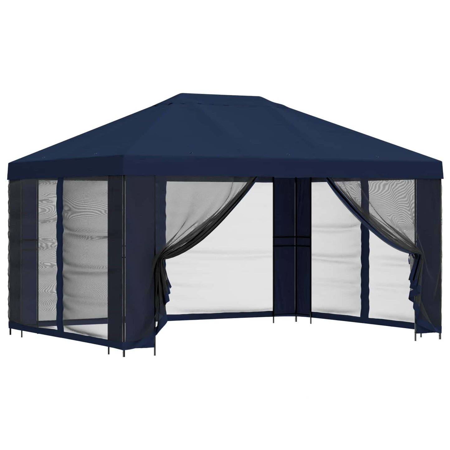 Havelæger med sidevægge 4 × 3 m Blå Polyester og Stål 190 gsm