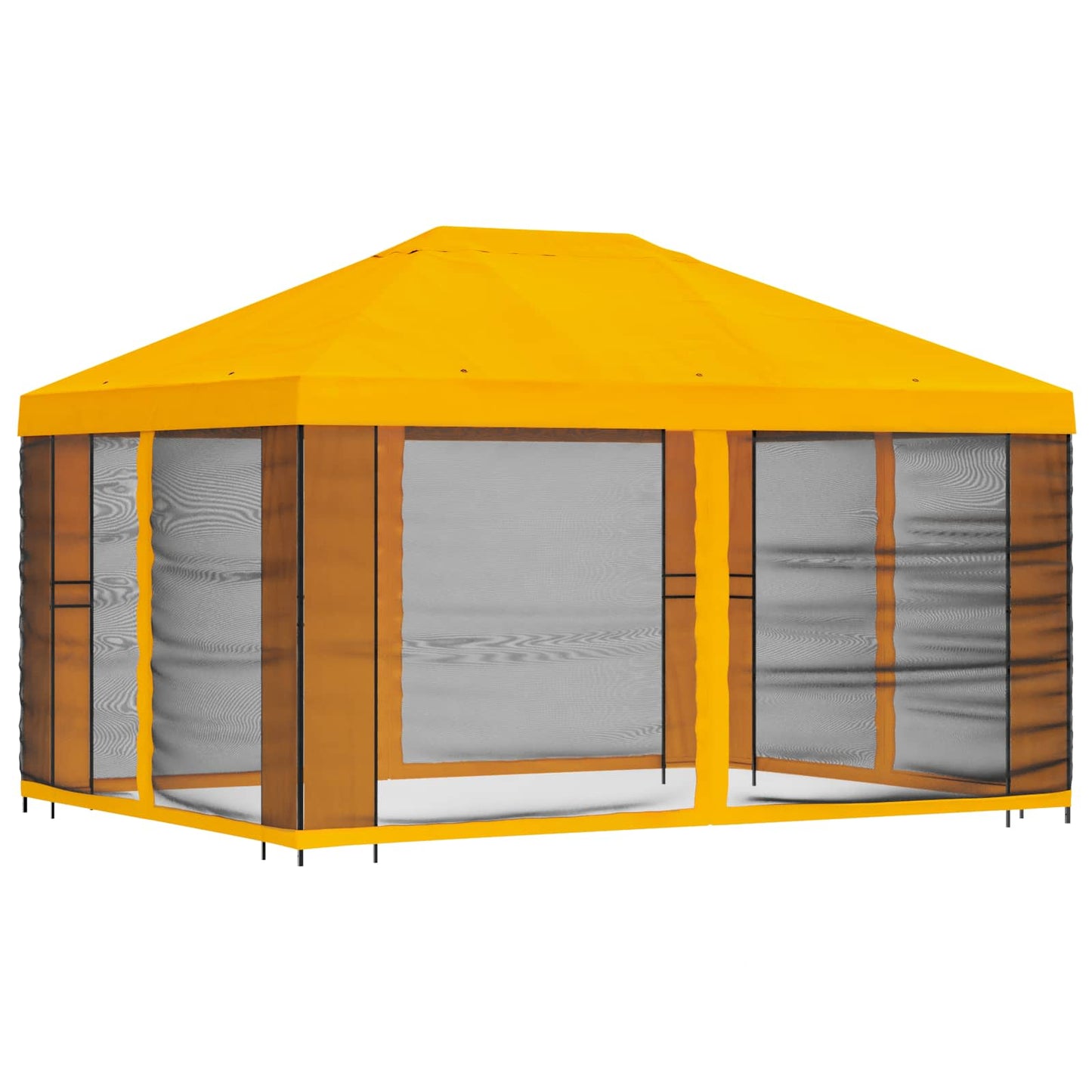Havelæger med sidevægge 4 × 3 m Gul Polyester og Stål 190 gsm