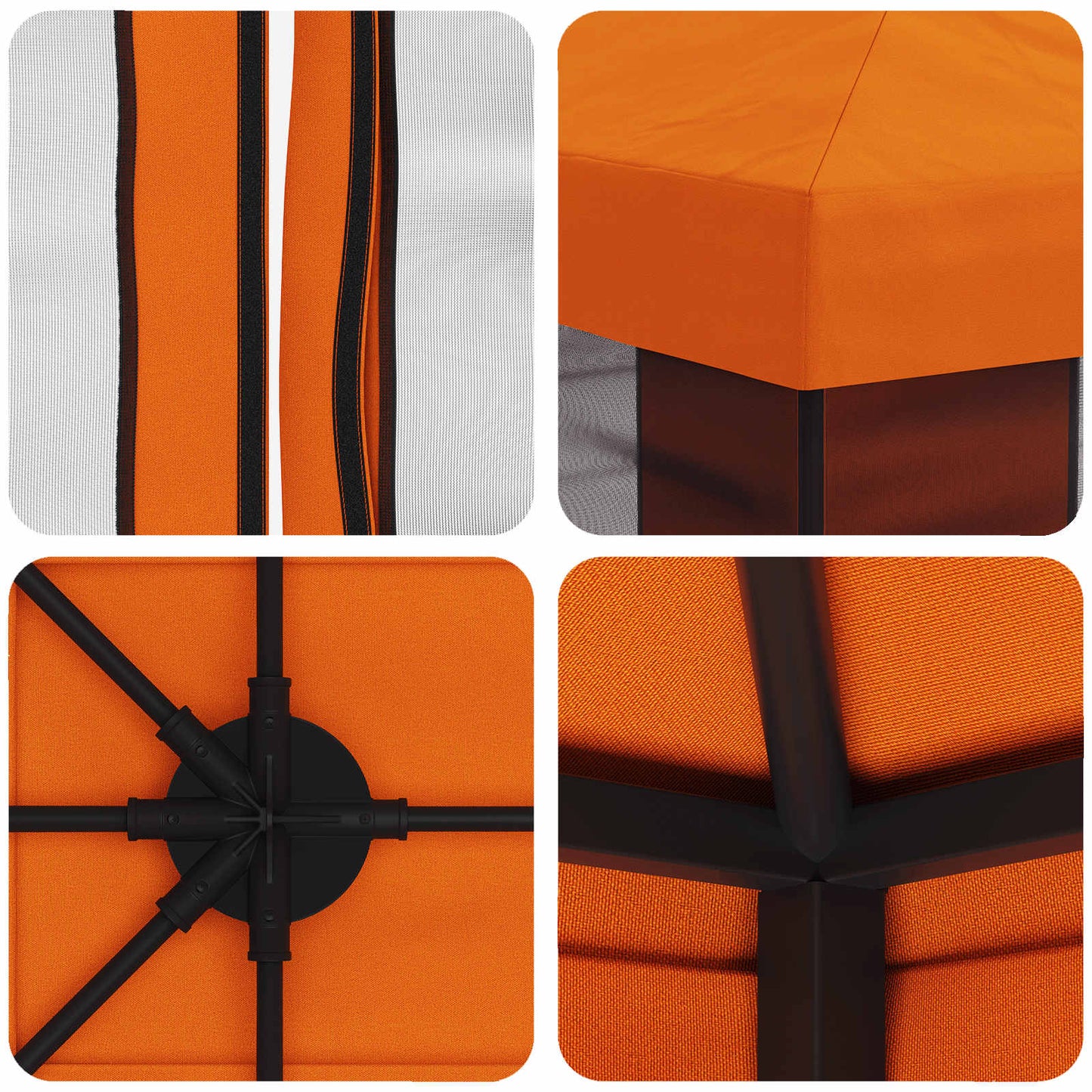 Havelæger med sidevægge 4 × 3 m Orange Polyester og Stål