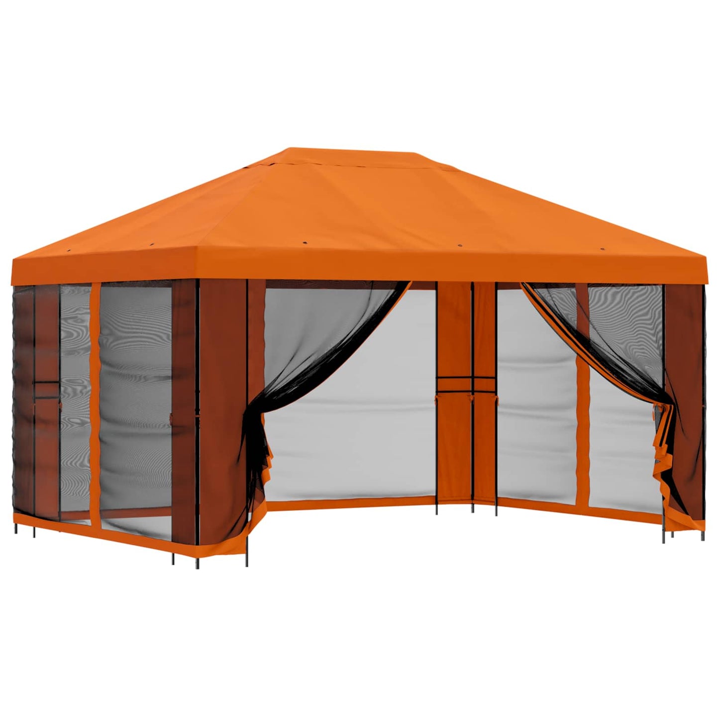 Havelæger med sidevægge 4 × 3 m Orange Polyester og Stål