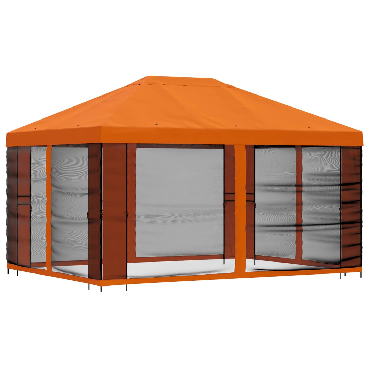 Havelæger med sidevægge 4 × 3 m Orange Polyester og Stål