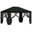 Pavillon med sidetapper 4 × 3 m Sort Polyester og Stål 190 gsm