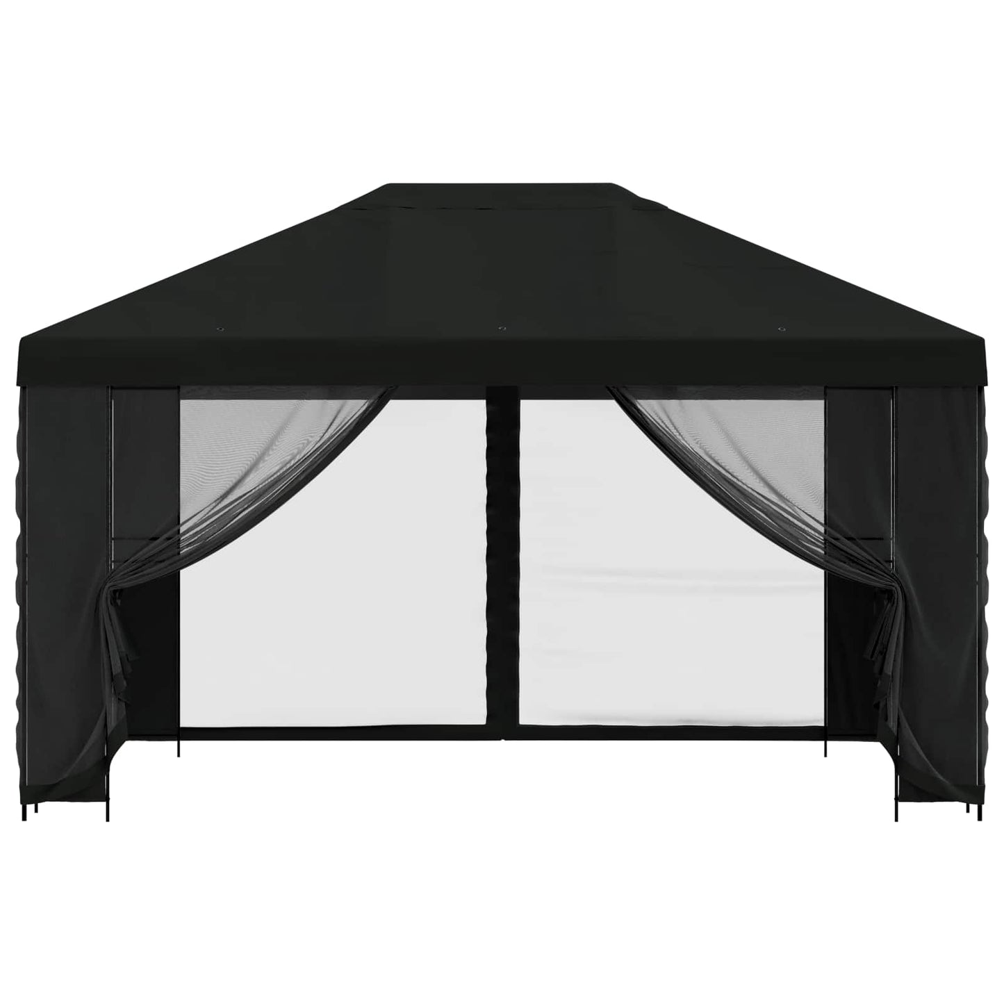 Pavillon med sidetapper 4 × 3 m Sort Polyester og Stål 190 gsm