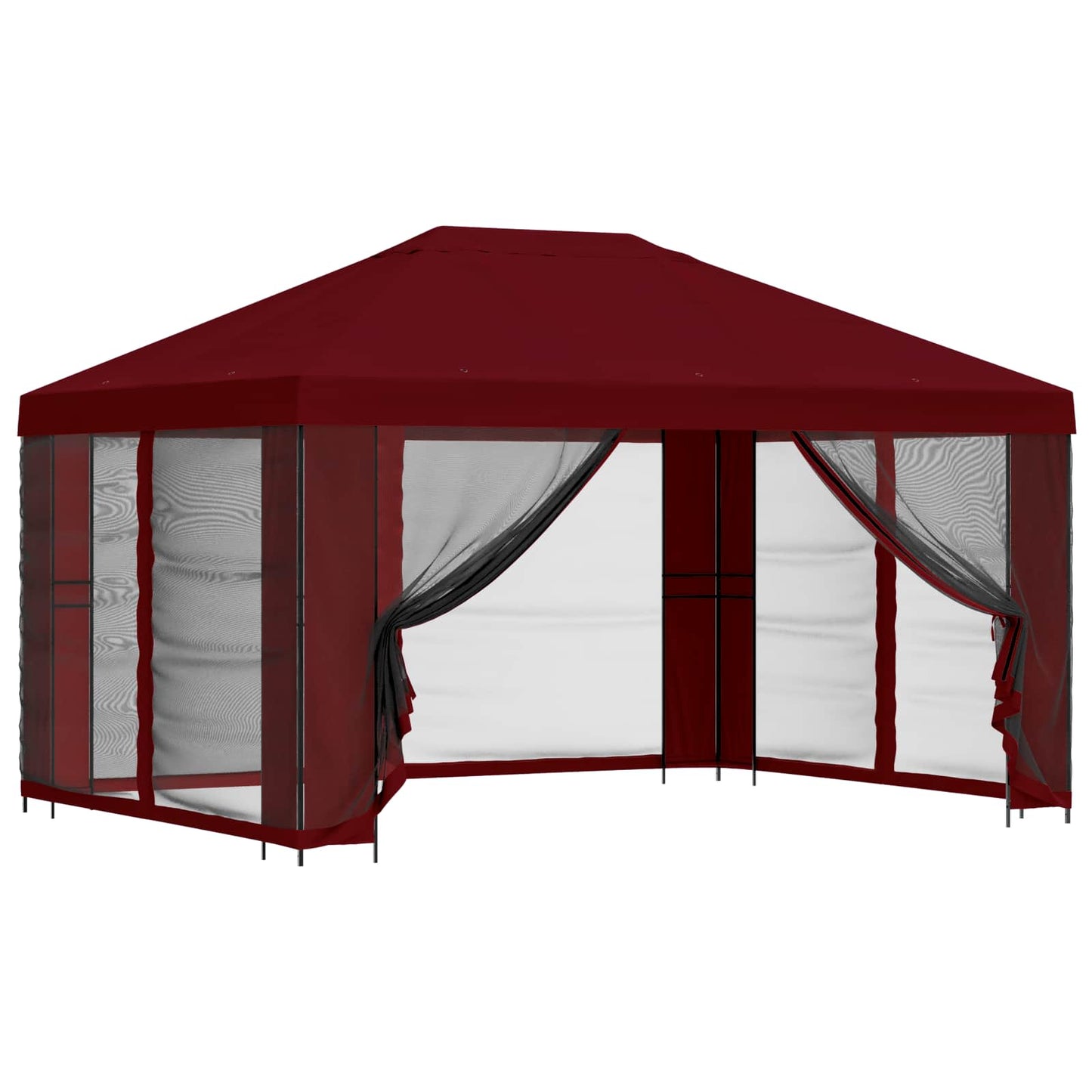 Havelæger med sidevægge 4 × 3 m Bordeaux Polyester og Stål