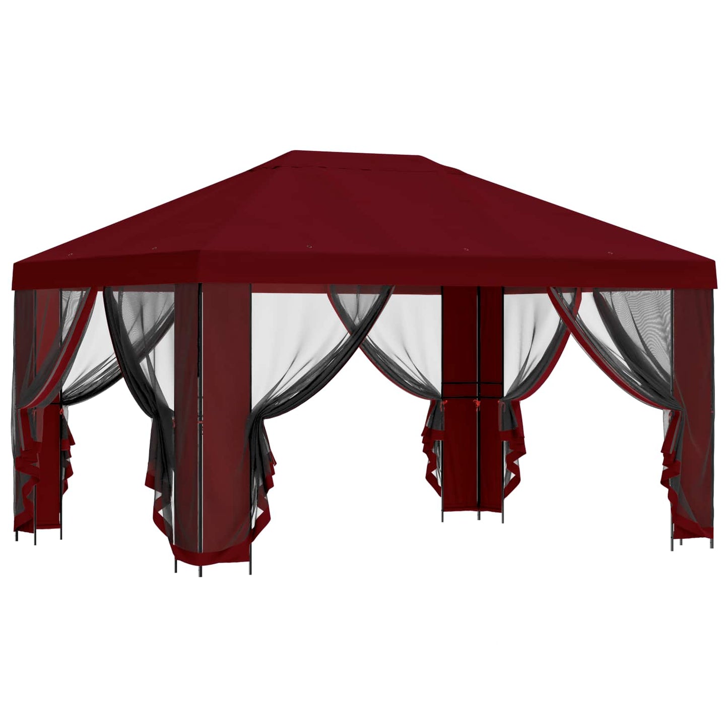 Havelæger med sidevægge 4 × 3 m Bordeaux Polyester og Stål