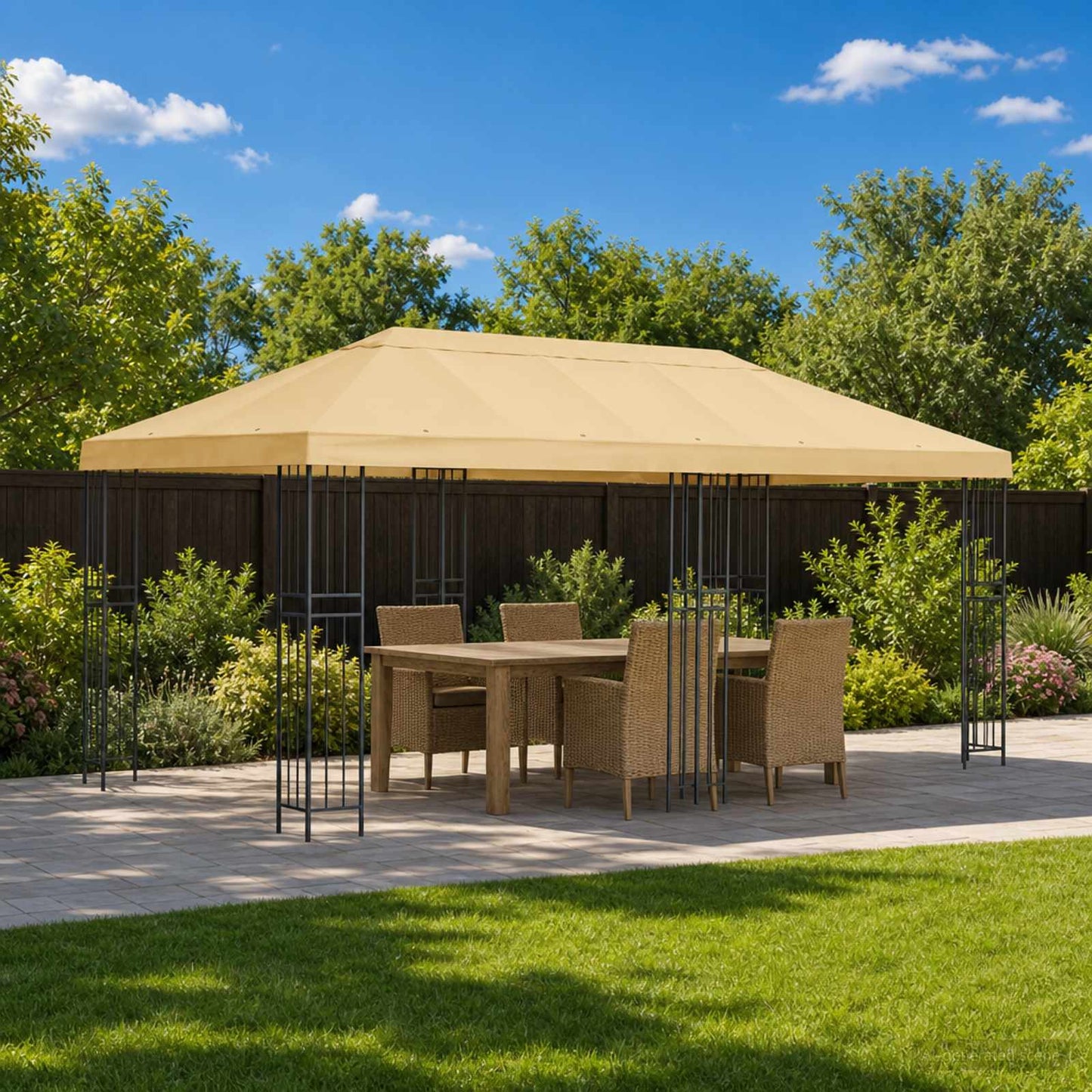 Gazebo Klap Cover 6 x 3 m Cremefarvet Polyester 190
