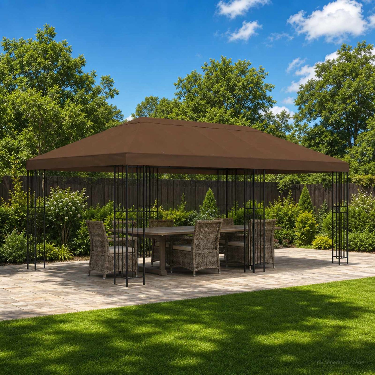 Gazebo Klap Cover 6 x 3 m Brun Polyester 190