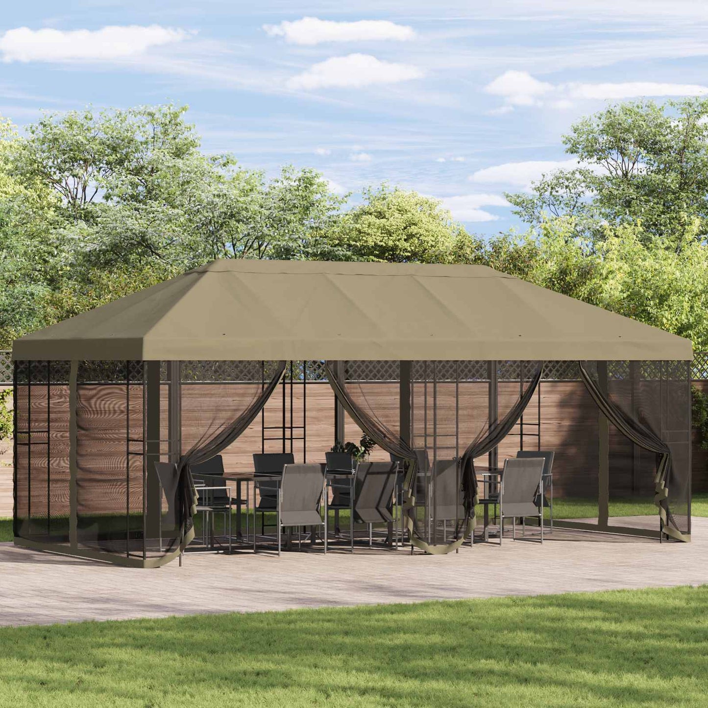 Gazebo Cover med sidevægge 6 x 3 m Beige Polyester 190