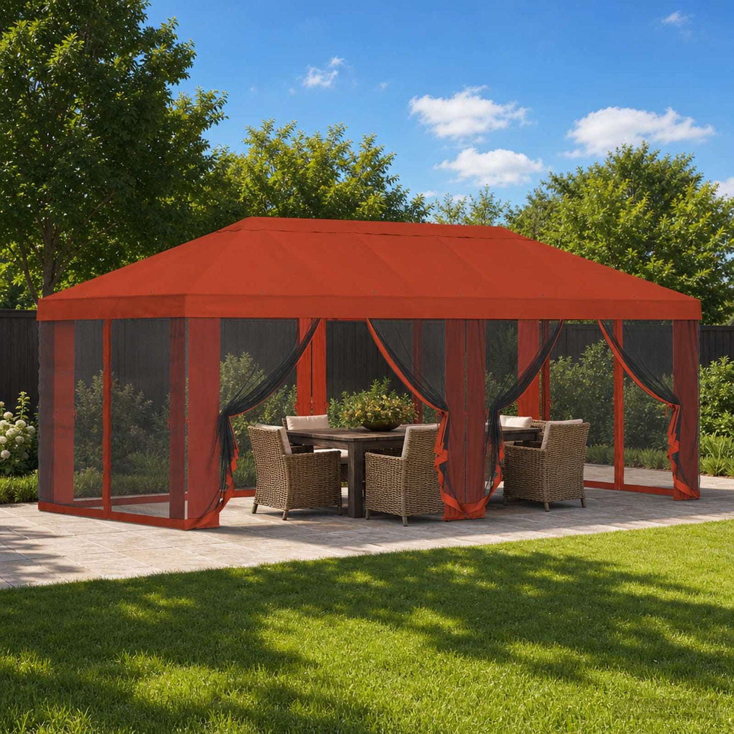 Gazebo Cover med sidevægge 6 x 3 m Terrakotta Polyester 190