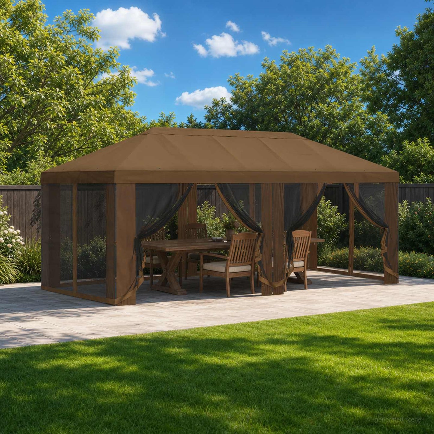 Gazebo Cover med sidevægge 6 x 3 m Gråbrun Polyester 190
