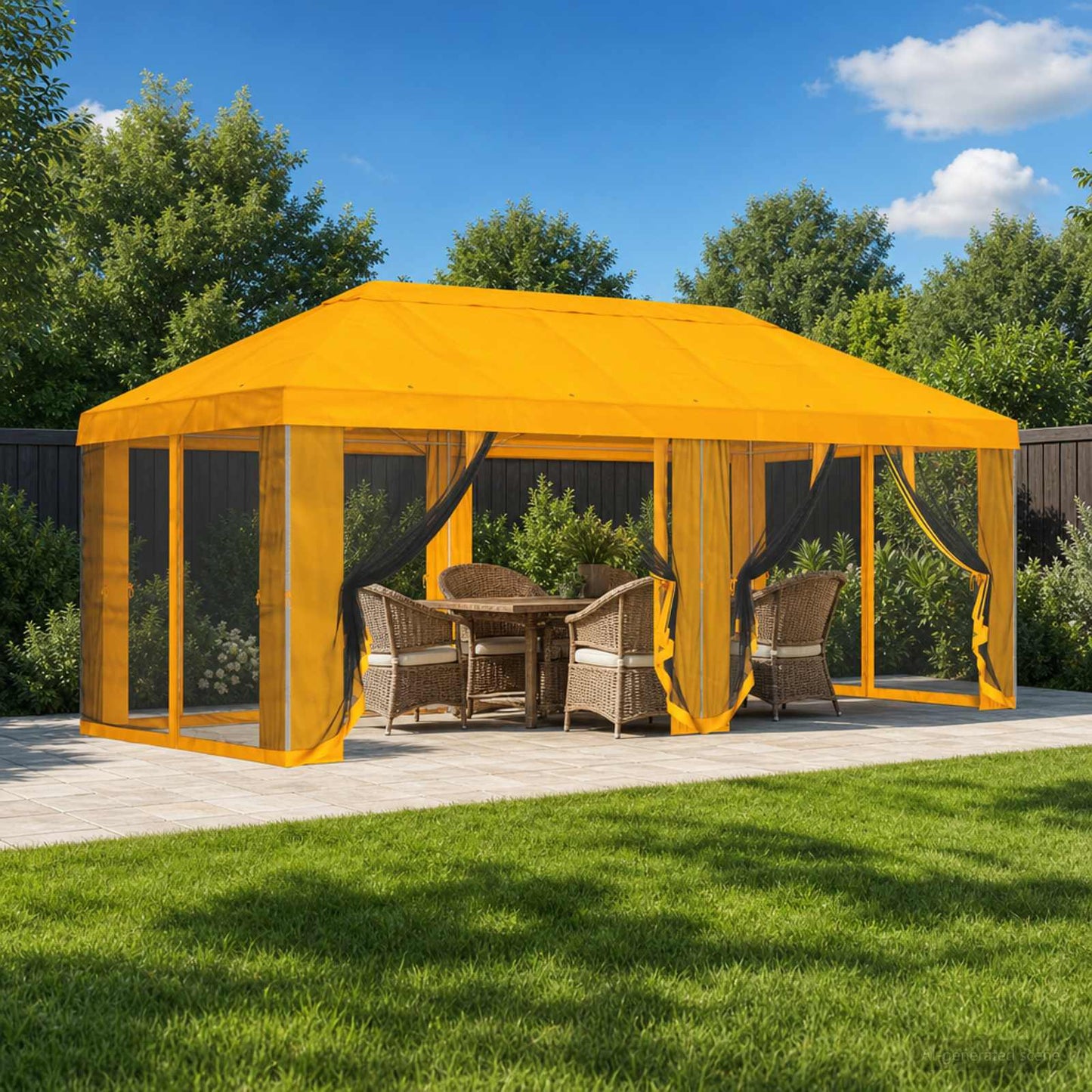 Gazebo Cover med sidevægge 6 x 3 m Gul Polyester 190