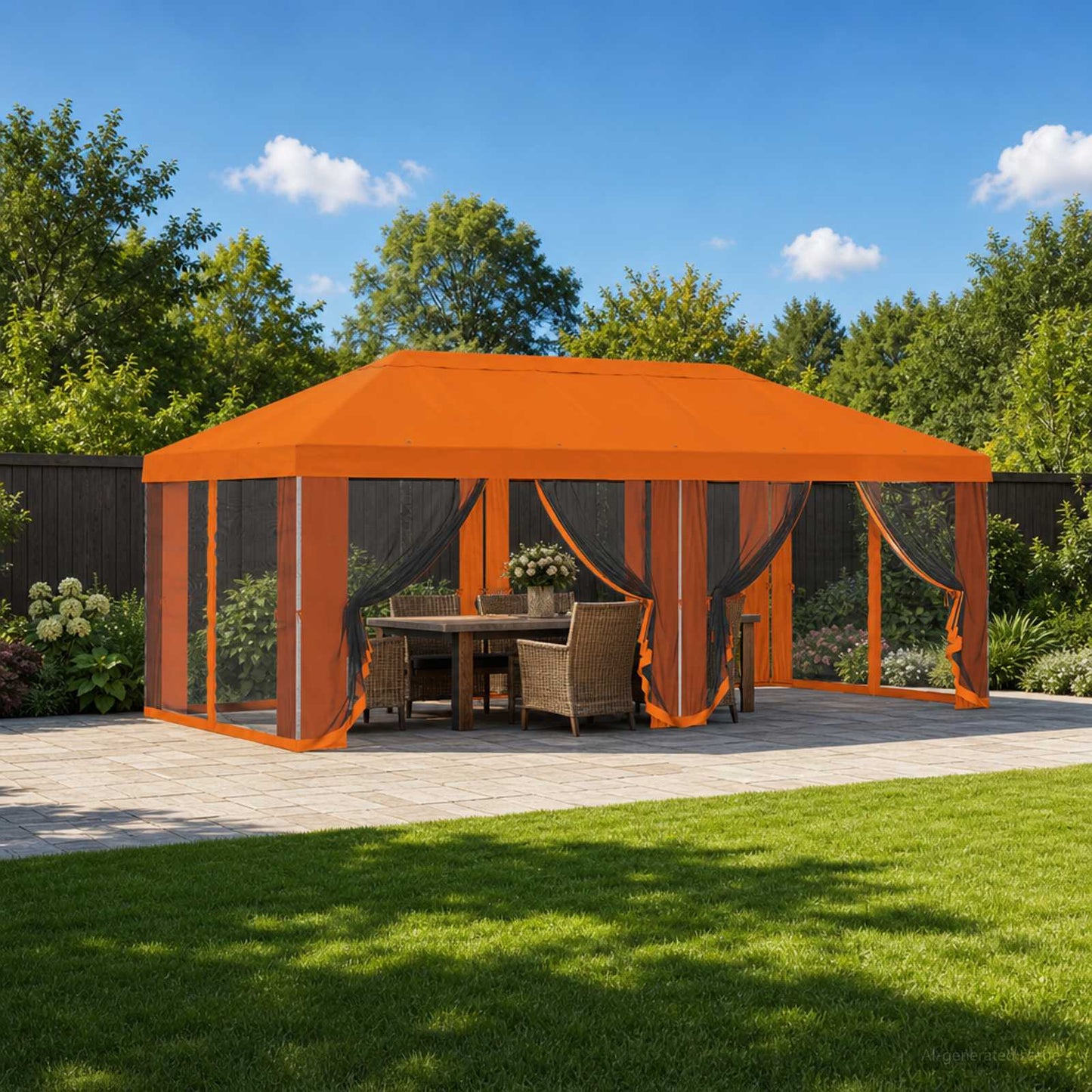 Gazebo Cover med sidevægge 6 x 3 m Orange Polyester 190