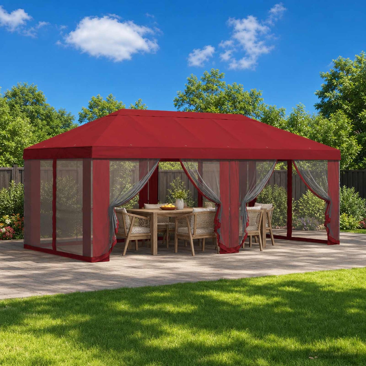 Gazebo Cover med sidevægge 6 x 3 m Bordeaux Polyester 190