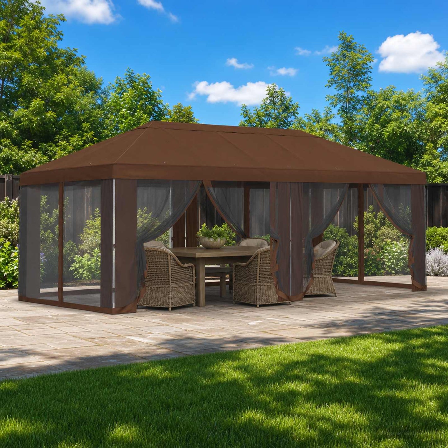 Gazebo Cover med sidevægge 6 x 3 m Brun Polyester 190
