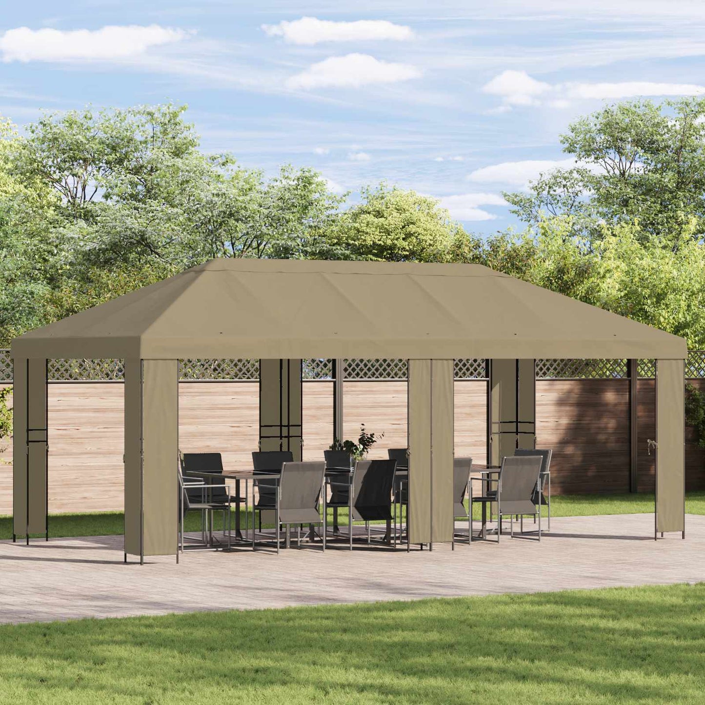 Gazebo Dække 6 x 3 m Beige Polyester 190 gsm