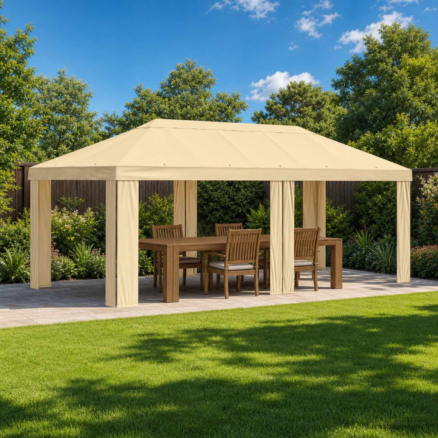 Gazebo Dække 6 x 3 m Cremefarvet Polyester 190 gsm