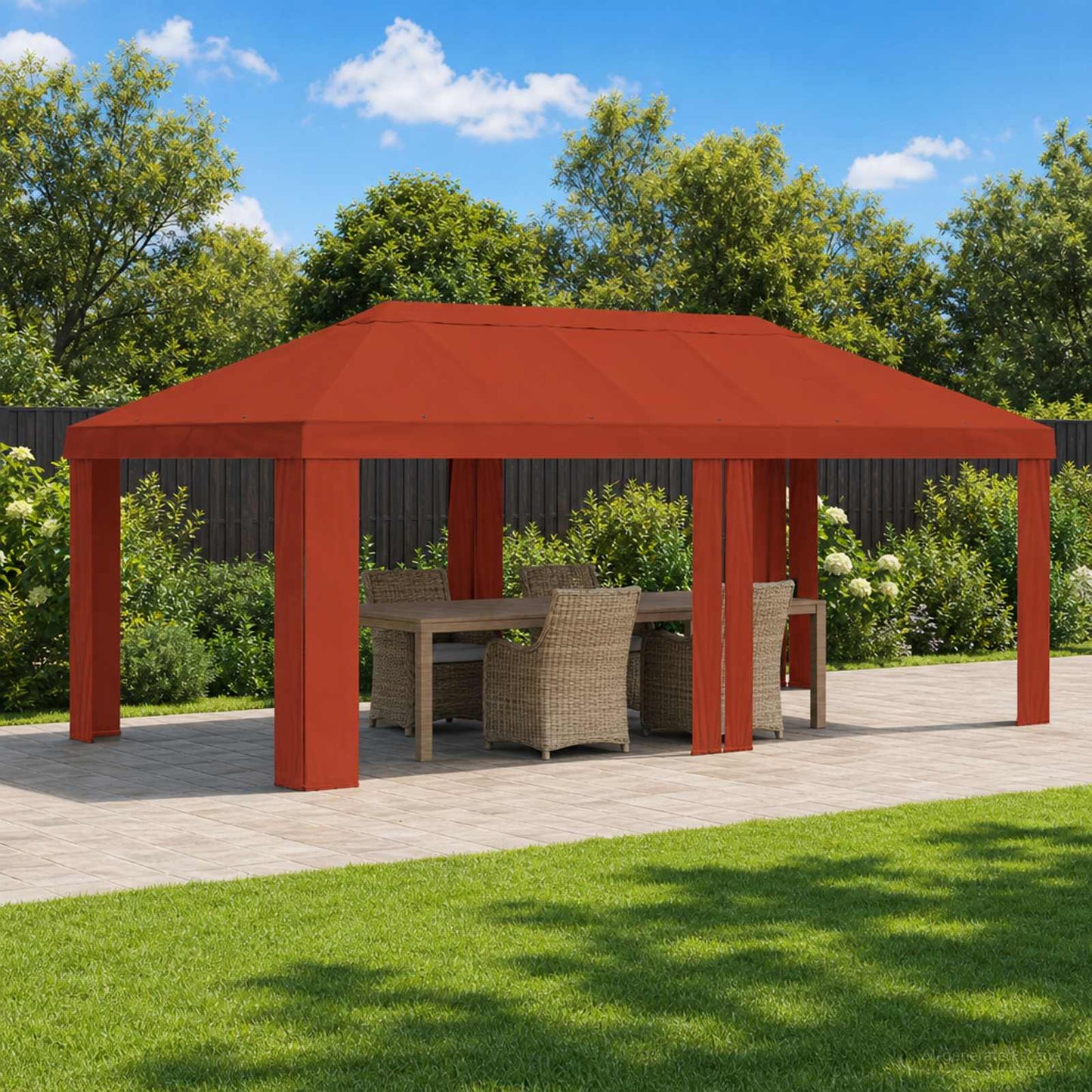 Gazebo Dække 6 x 3 m Terrakotta Polyester 190 gsm