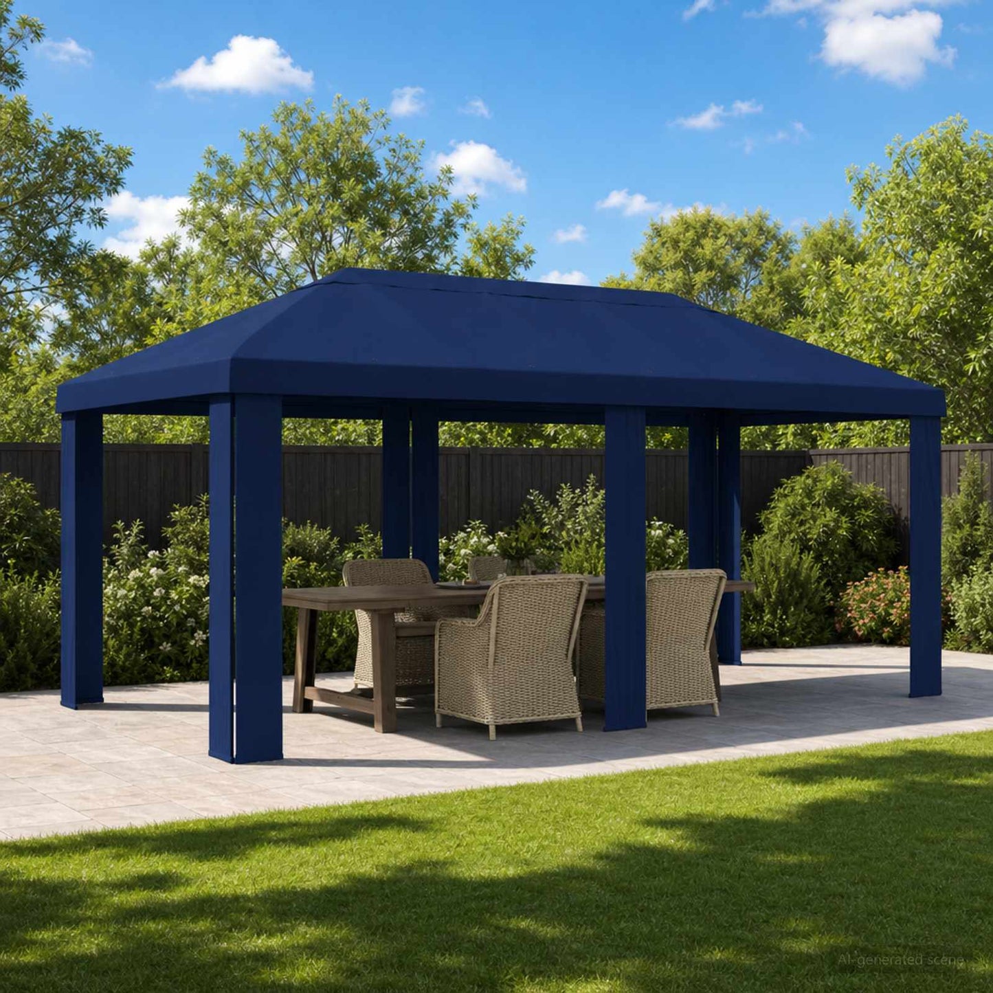 Gazebo Dække 6 x 3 m Blå Polyester 190 gsm