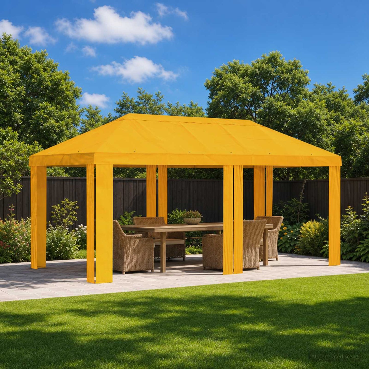 Gazebo Dække 6 x 3 m Gul Polyester 190 gsm