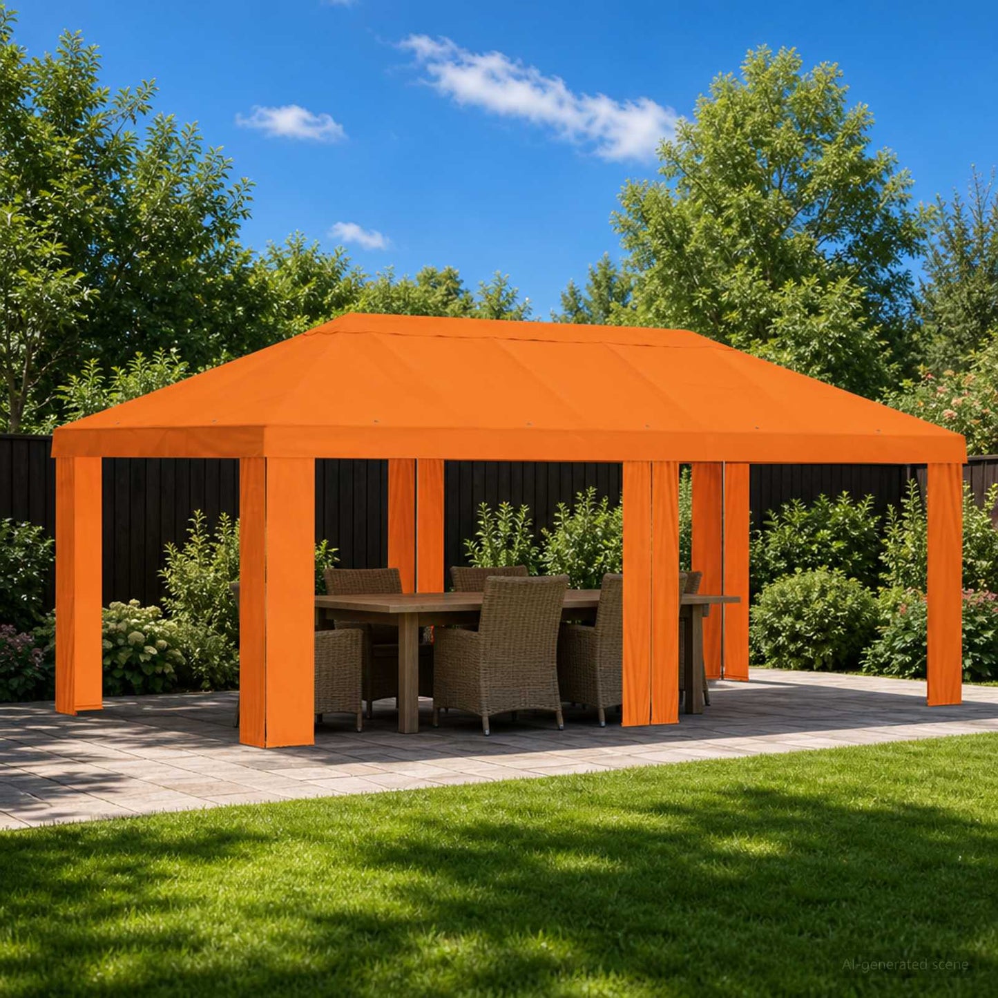 Gazebo Dække 6 x 3 m Orange Polyester 190 gsm