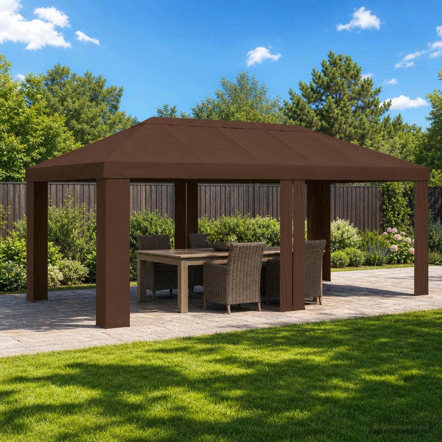 Gazebo Dække 6 x 3 m Brun Polyester 190 gsm