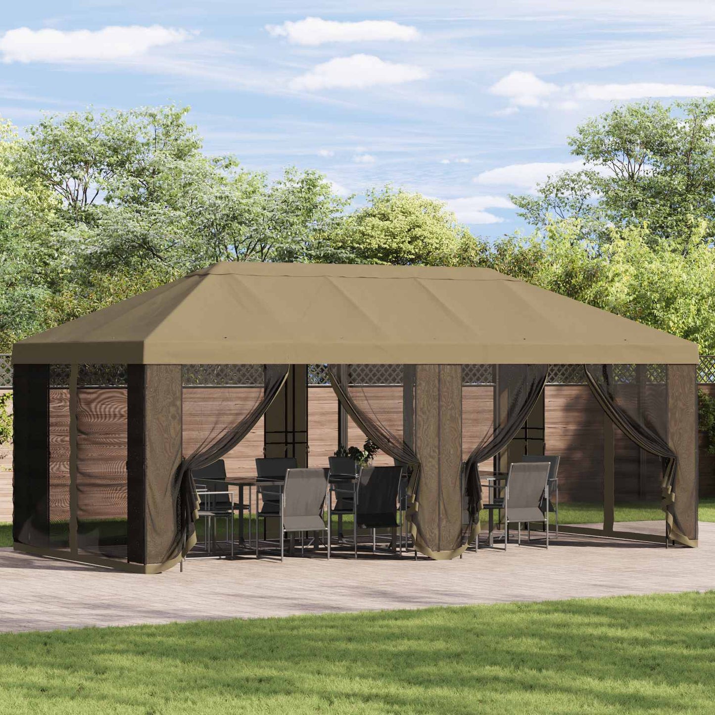 Gazebo Cover med sidevægge Beige 600,5 x 300,5 cm Polyester
