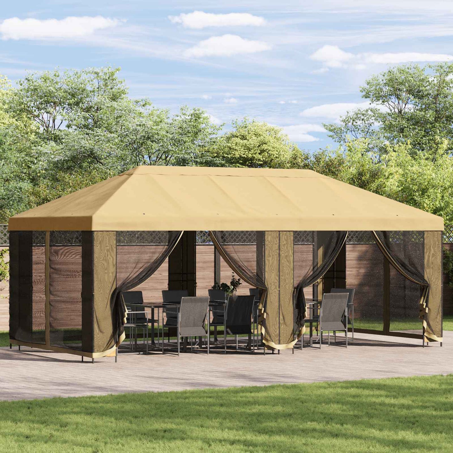 Gazebo Cover med sidevægge Cremefarvet 600,5 x 300,5 cm