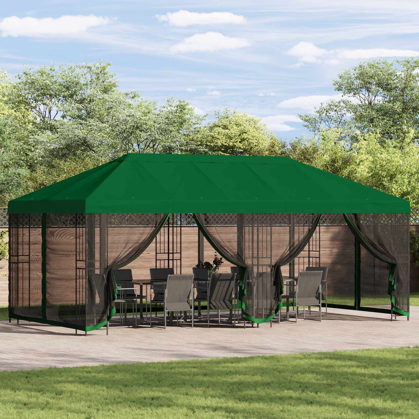 Gazebo Cover med sidevægge Grøn 600,5 x 300,5 cm Polyester