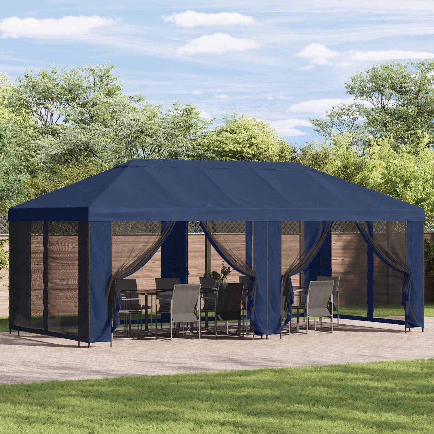 Gazebo Cover med sidevægge Blå 600,5 x 300,5 cm Polyester