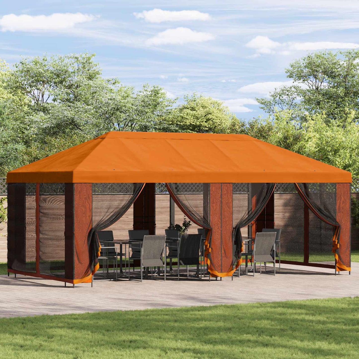 Gazebo Cover med sidevægge Orange 600,5 x 300,5 cm Polyester