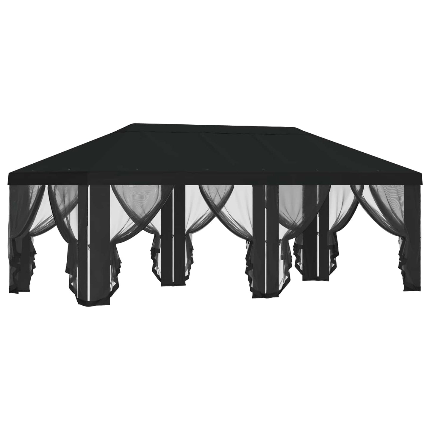 Gazebo Cover med sidevægge Sort 600,5 x 300,5 cm Polyester