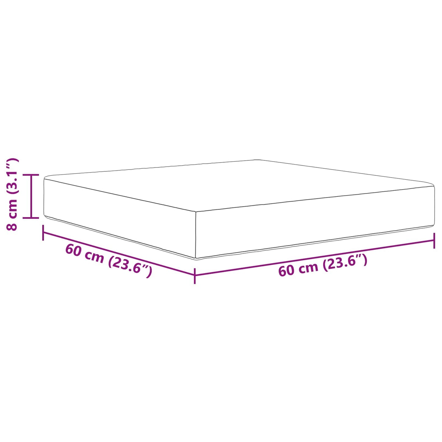 Udendørs Sofa Pude Beige 60 x 60 x 8 cm Polyester