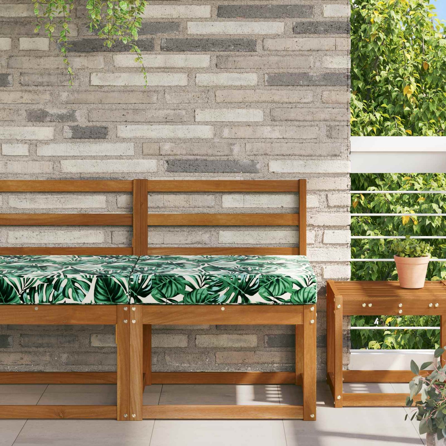 Udendørs Sofa Pude Bladmønster 60 x 60 x 8 cm Polyester