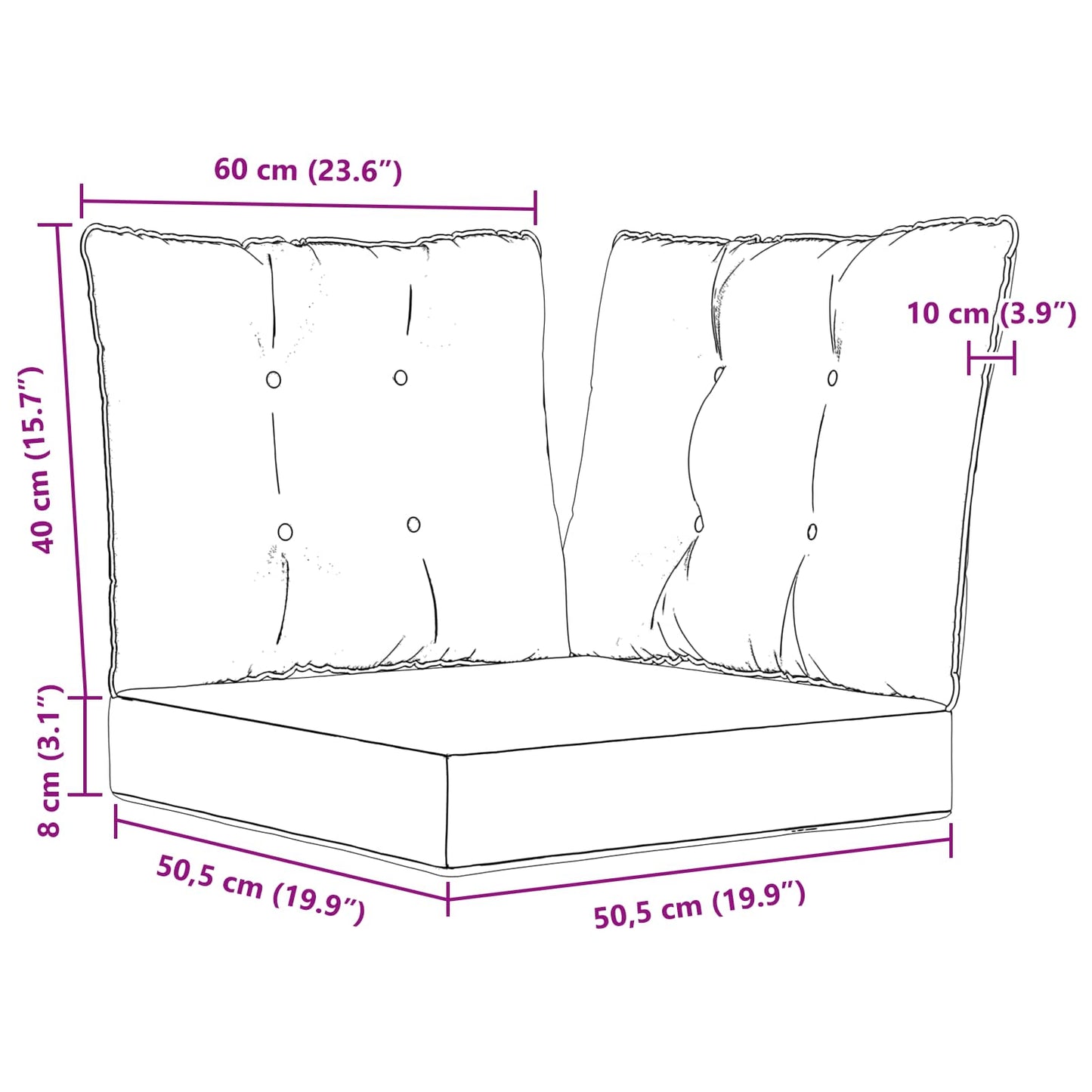Udendørs Sofa Pude Polyester Rød 60 x 40 x 10 cm