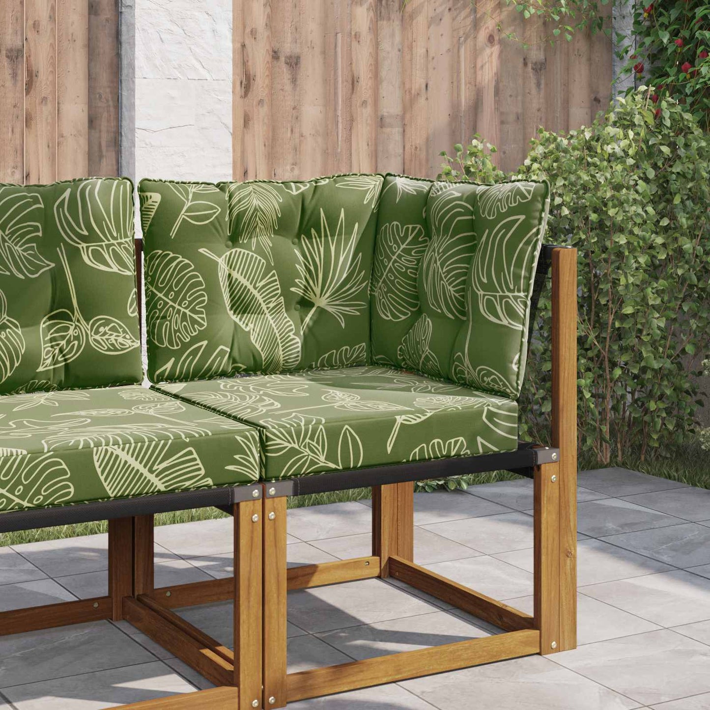 Udendørs Sofa Pude Polyester Bladdesign 60 x 40 x 10 cm