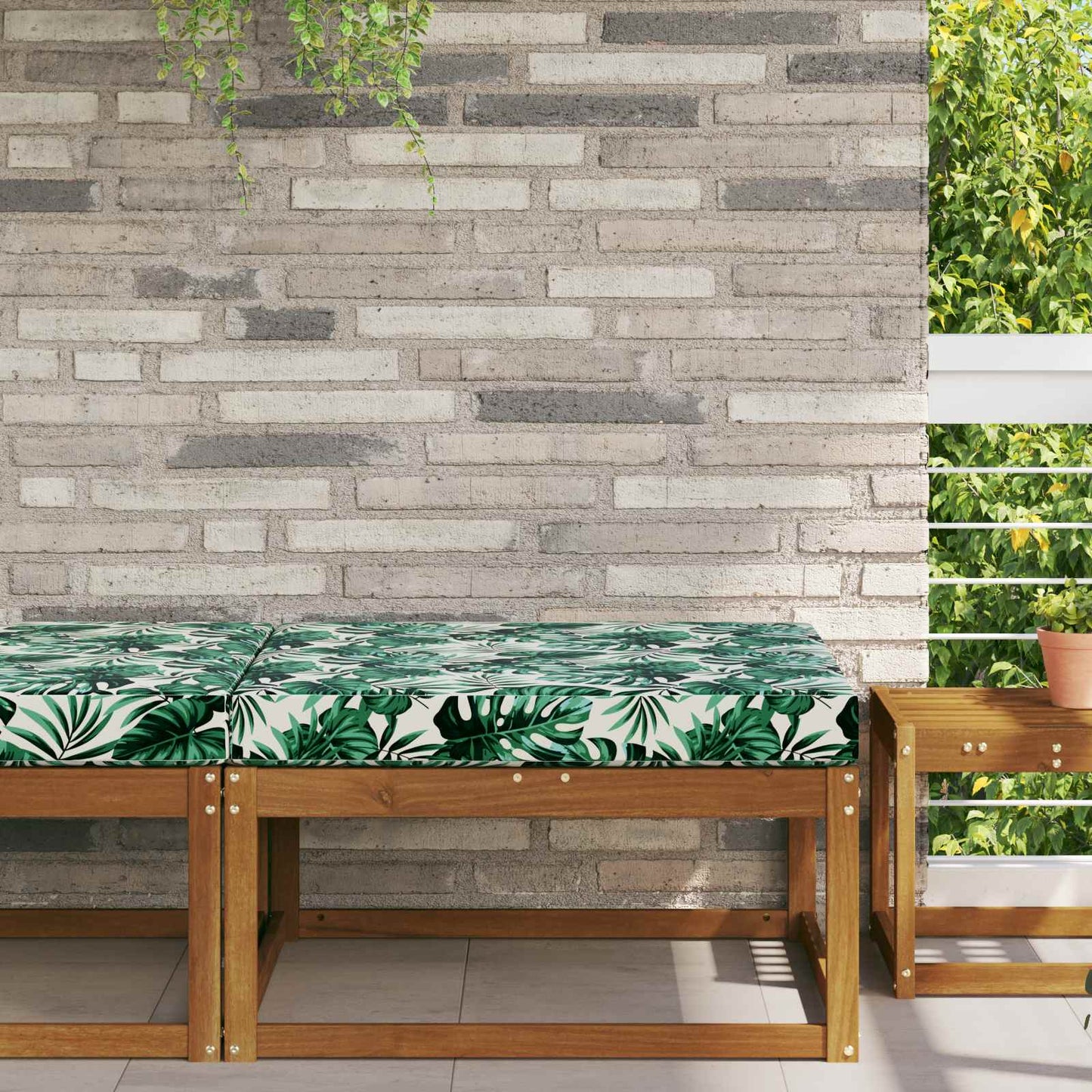 Udendørs Sofa Pude Bladmønster 80 x 80 x 8 cm Polyester