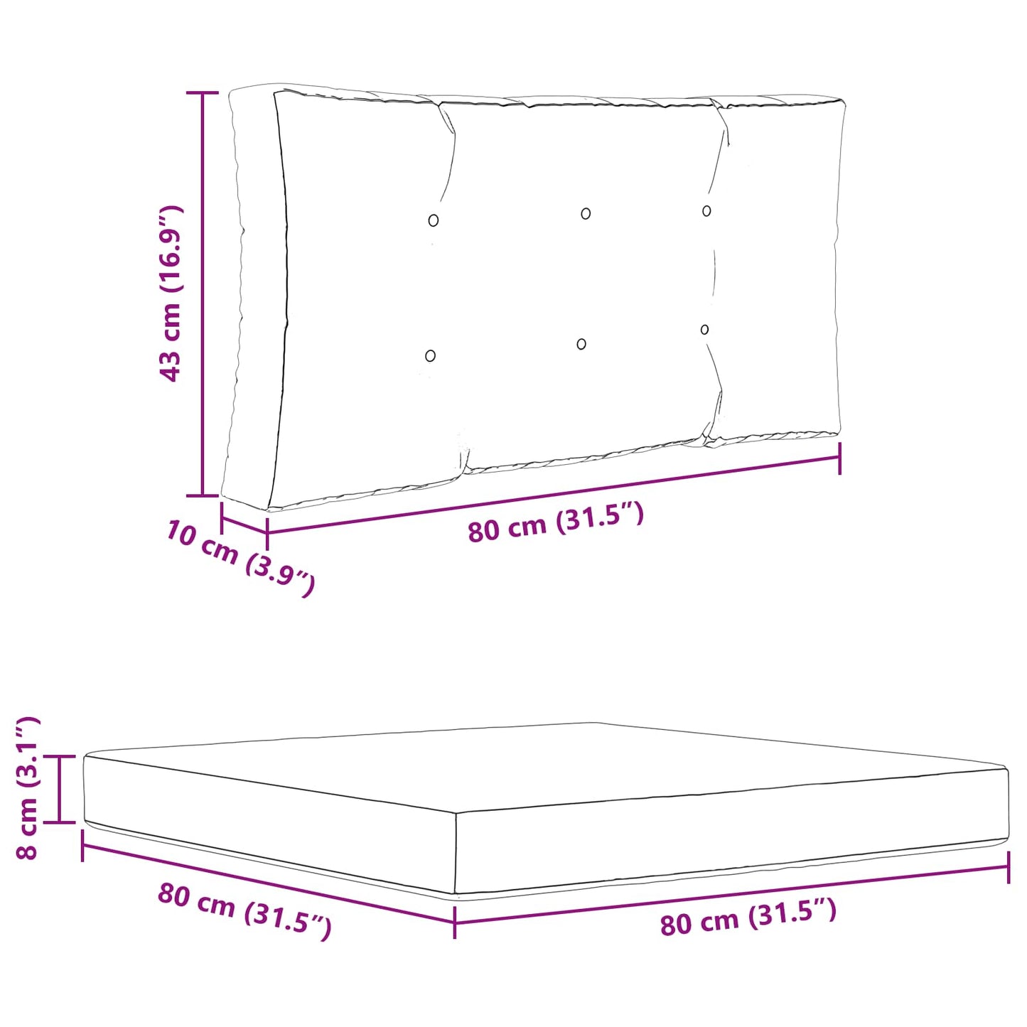 Udendørs Sofa Pude 2 pcs Bladdesign Polyester