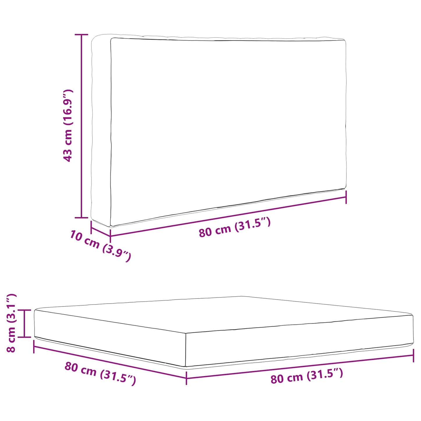 Udendørs Sofa Pude 3 pcs Sort Polyester