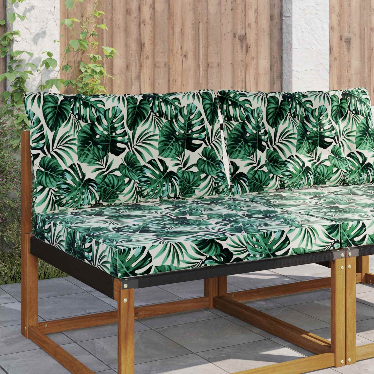 Udendørs Sofa Pude Polyester Bladmønster 80 x 68,5 x 8 cm