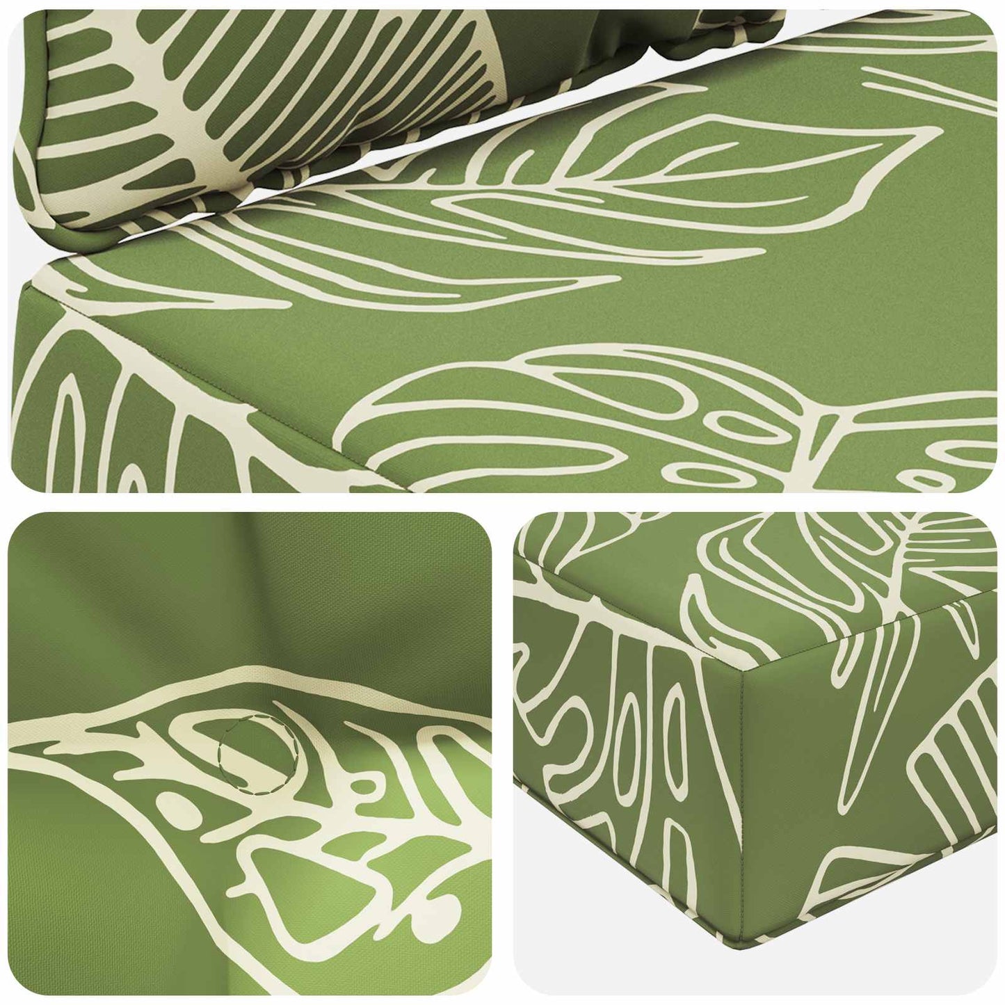 Udendørs Sofa Pude Polyester Bladdesign 80 x 68,5 x 8 cm