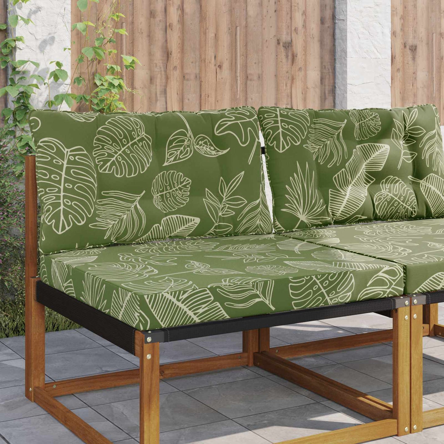 Udendørs Sofa Pude Polyester Bladdesign 80 x 68,5 x 8 cm