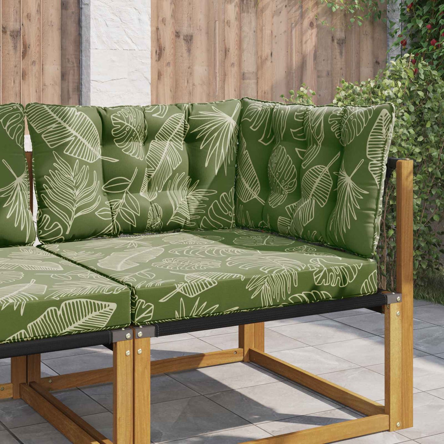 Udendørs Sofa Pude Polyester Bladdesign 80 x 43 x 10 cm