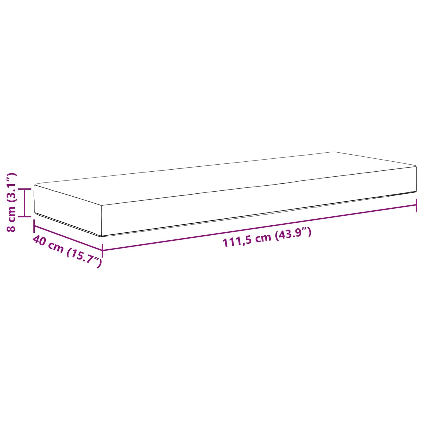 Udendørs Sædepude Kongelig blå 111,5 x 40 x 8 cm 100% polyester
